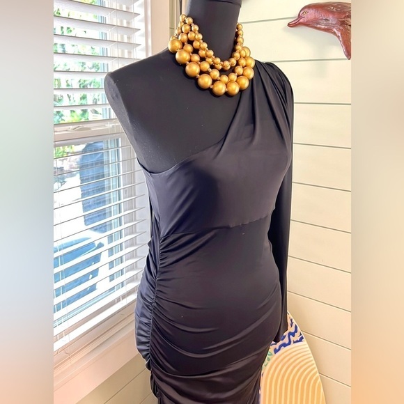 VTG Bebe,Y2K, Little Black Dress, One Shoulder Design, Strappy Back, Stretchy, M - Picture 3 of 14